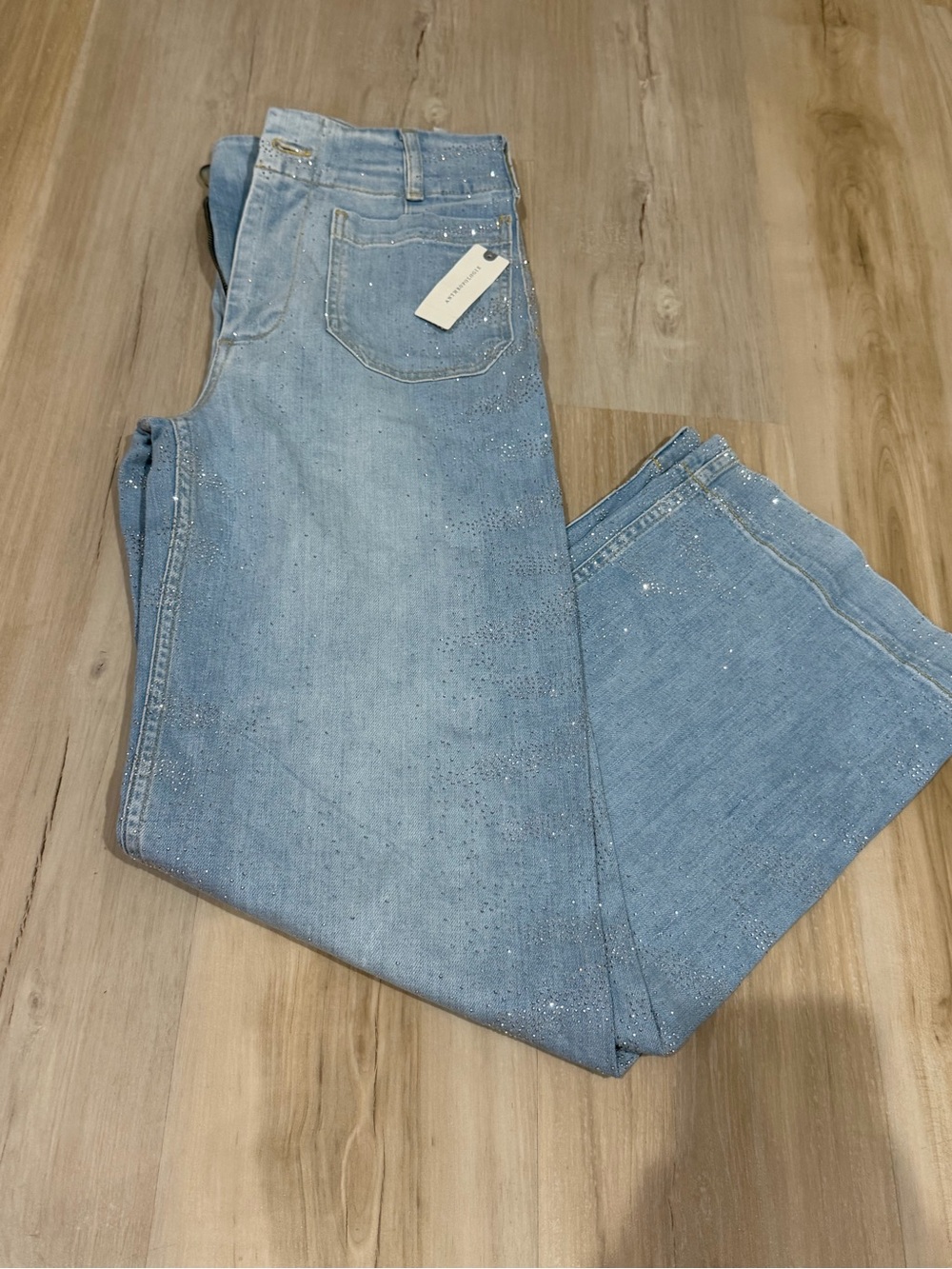 Maeve Light Blue Straight-Leg Jeans with Sparkle Accents